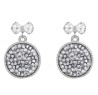 Aretes Cristal Diamante Moño Colagntes Oro 14k Laminado Blanco