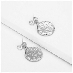Aretes Cristal Diamante Moño Colagntes Oro 14k Laminado Blanco