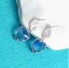 Aretes Alas Corazón Cristal Degradado Oro Laminado 14k Blanco