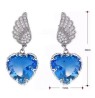 Aretes Alas Corazón Cristal Degradado Oro Laminado 14k Blanco
