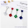 Aretes Largos Corazon Cristal Dama Oro 14k Laminado Rojo