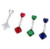 Aretes Largos Corazon Cristal Dama Oro 14k Laminado Azul