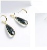 Aretes Largos Gota Cristal Azul Humo Oro Laminado 14k Dorado