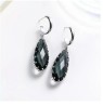 Aretes Largos Gota Cristal Azul Humo Oro Laminado 14k Blanco
