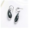 Aretes Largos Gota Cristal Azul Humo Oro Laminado 14k Blanco