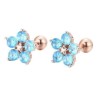 Broqueles Flor Cristal Oro Rosa 14k Laminado Bolita Azul