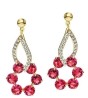 Aretes Largos Oro 24k Laminado Con Rubi Y Cristal