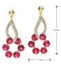 Aretes Largos Oro 24k Laminado Con Rubi Y Cristal