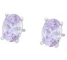 Aretes Broquel Cristal Lavanda Cabujon Oro 14k Laminado