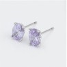 Aretes Broquel Cristal Lavanda Cabujon Oro 14k Laminado