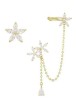 Aretes Margarita Cristal Trepadores Clip Oro Laminado