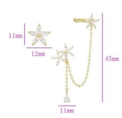 Aretes Margarita Cristal Trepadores Clip Oro Laminado