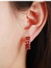 Aretes Arracadas Cristal Rubo O Zafiro Oro 14k Laminado Rojo