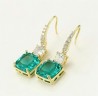 Aretes Esmerlada Y Cristal Colgantes Oro 14k Laminado