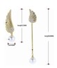 Aretes Dispar Alas Cristal Y Perla Aaa Oro 14k Laminado Dorado