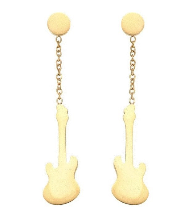 Aretes Pendientes Guitarra Eléctrica Oro 14k Laminado