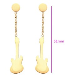 Aretes Pendientes Guitarra Eléctrica Oro 14k Laminado