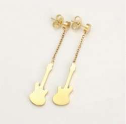 Aretes Pendientes Guitarra Eléctrica Oro 14k Laminado
