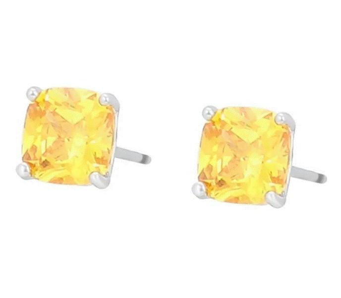 Aretes Broquel Cristal Citrino Oro 14k Laminado