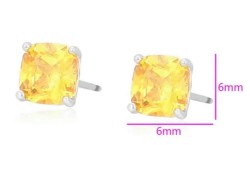 Aretes Broquel Cristal Citrino Oro 14k Laminado