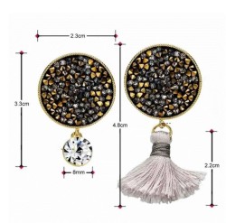 Aretes con Cristales Elements Y Borla Oro 18k Laminado