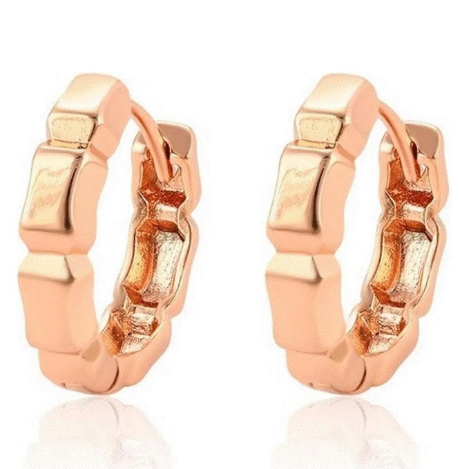 Aretes Arracadas Dama Pulidas Oro Rosa 18k Laminado