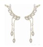 Aretes Alas Trepadores Cuff Cristal Oro 14k Laminado
