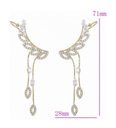 Aretes Alas Trepadores Cuff Cristal Oro 14k Laminado