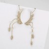 Aretes Alas Trepadores Cuff Cristal Oro 14k Laminado