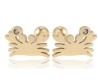 Aretes Broquel Cangrejo Cristales Niña Oro 14k Laminado Bolita