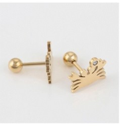 Aretes Broquel Cangrejo Cristales Niña Oro 14k Laminado Bolita