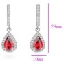Aretes Gota Rubí Y Cristales Colgante Oro Blanco 14k Laminado