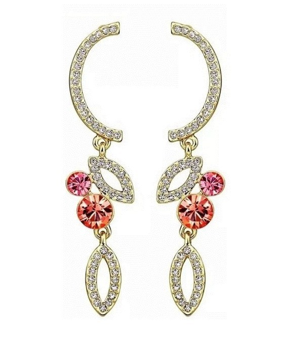 Aretes Con Brillantes Cristal Oro 14k Laminado