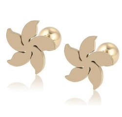 Aretes Broqueles Sol Lisos Niña Oro 14k Laminado Bolita