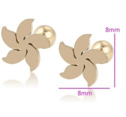 Aretes Broqueles Sol Lisos Niña Oro 14k Laminado Bolita