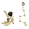 Aretes Astronauta Estrellas Cristal Oro 14k Laminado