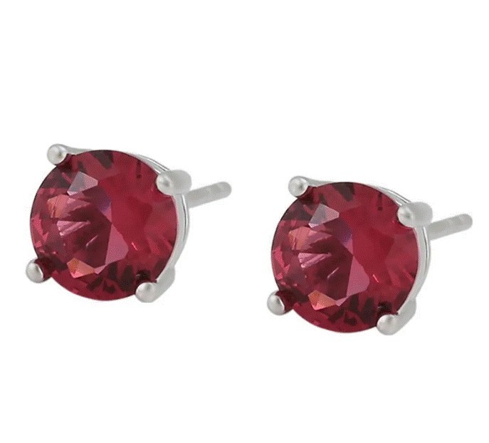 Aretes Broqueles Rubí Oro Blanco 14k Laminado