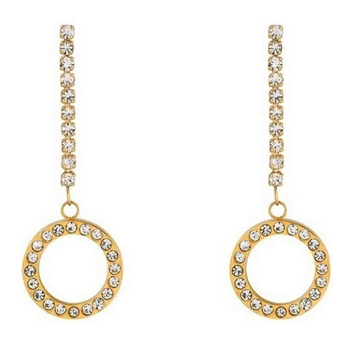 Aretes Blgari Cristal Diamante Oro 24k Laminado