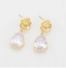 Aretes Colgantes Flor Gota Cristal Austriaco Colgante Oro 14K Laminado