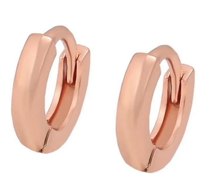 Arracadas Huggies Minis 0.9 cm Oro Rosa Laminado 18k Para Niña