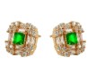 Aretes Con Esmeralda Y Cristales Oro 18k Laminado