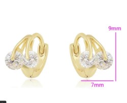 Arracadas Cerezas Cristal Para Niña Oro 14K Laminado