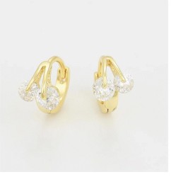 Arracadas Cerezas Cristal Para Niña Oro 14K Laminado
