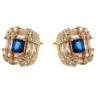 Finos Aretes Con Zafiro Y Cristales Oro 18k Laminado