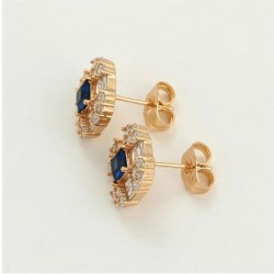 Finos Aretes Con Zafiro Y Cristales Oro 18k Laminado