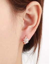 Arracadas Huggies Flor Cristales Para Niña Oro Laminado Blanco