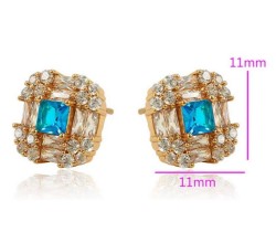 Aretes Con Aquamarina Y Cristal Oro 18k Laminado