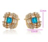 Aretes Con Aquamarina Y Cristal Oro 18k Laminado