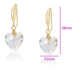 Aretes Corazon Cristal Cristal Rosa Oro 14k Laminado