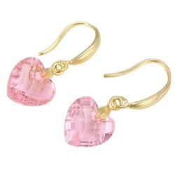 Aretes Corazon Cristal Cristal Rosa Oro 14k Laminado